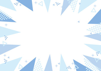 幾何学　フレーム  集中線　三角　ブルー