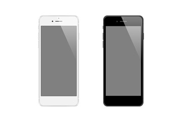 白と黒のスマートフォンのイラスト