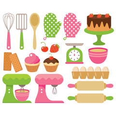 Kitchen baking clipart on white background