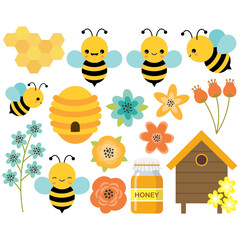 Bees сlipart. Cute bees, honey, beehive, bumblebees