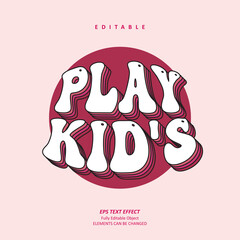 play kids design cute groovy text effect editable premium vector