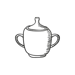 Vector hand drawn sugar bowl
