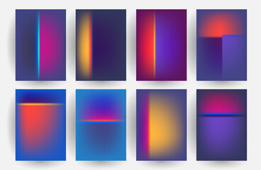 Vector blurred backgrounds set with modern abstract blurred color gradient patterns
