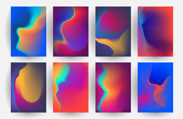Vector blurred backgrounds set with modern abstract blurred color gradient patterns