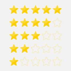 Vector set of five stars