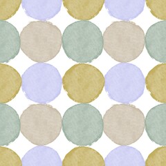 abstract seamless pattern multicolored circles on white background, gentle colors