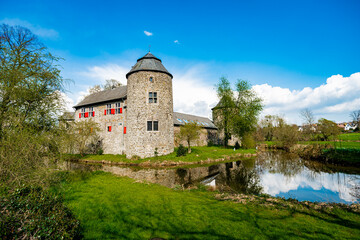Fototapeta na wymiar Medieval Water Castle Ratingen, near Dusseldorf, Germany