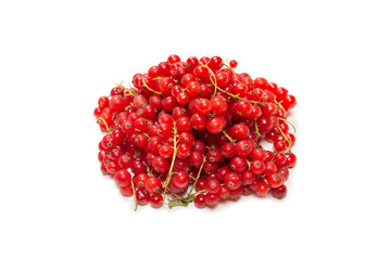 Tasty red currant isolated on white background.