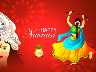 Vector illustration of goddess durga face for happy navratri