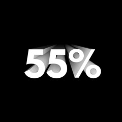 55% Discount Fifty Five Percent Off 3D Numeric Letter Abstract Minimal Digital Modern Font Typography Creative Initial Vector