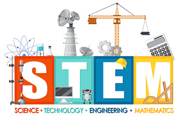 STEM education logo banner with education icon elements