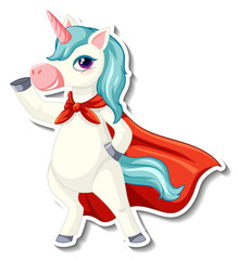 Cute unicorn stickers with a super hero unicorn