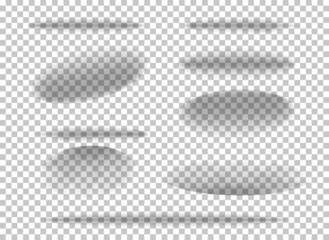 Set of shadow ball circle round bottom floor shadow on transparent background. Oval shade ellipse. Concept of abstract templates for further creative use. Flat cartoon vector illustration