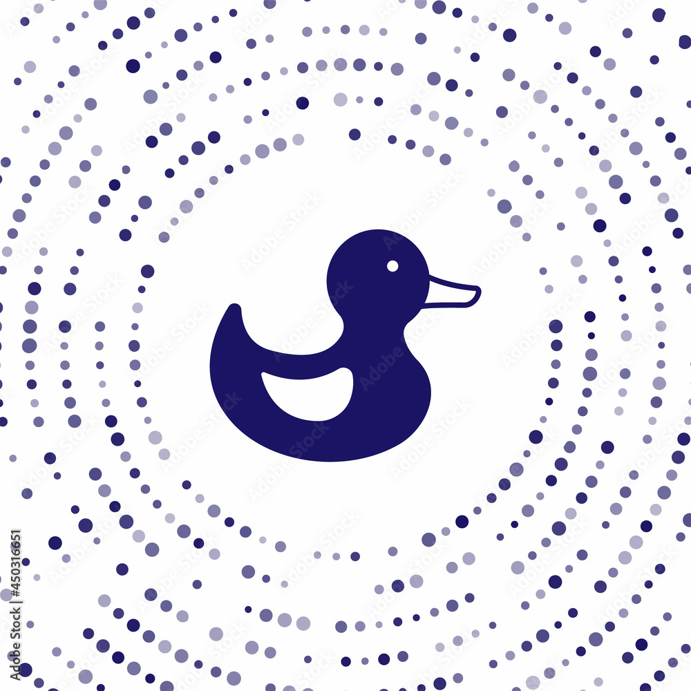 Poster blue rubber duck icon isolated on white background. abstract circle random dots. vector