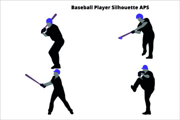 set of baseball player  silhouettes ,  line isolated or logo isolated sign symbol vector, outline and stroke style Collection of high-quality black style vector illustration,