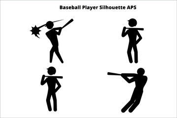 set of baseball player  silhouettes ,  line isolated or logo isolated sign symbol vector, outline and stroke style Collection of high-quality black style vector illustration,