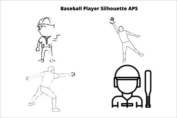 set of baseball player  silhouettes ,  line isolated or logo isolated sign symbol vector, outline and stroke style Collection of high-quality black style vector illustration,