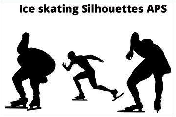 set of ice skating silhouettes ,  line isolated or logo isolated sign symbol vector, outline and stroke style Collection of high-quality black style vector illustration,