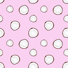 Pattern of coconuts isolated on pink background
