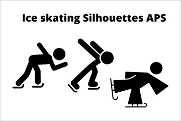 set of ice skating silhouettes ,  line isolated or logo isolated sign symbol vector, outline and stroke style Collection of high-quality black style vector illustration,