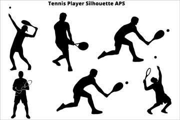 set of tennis player silhouettes ,  line isolated or logo isolated sign symbol vector, outline and stroke style Collection of high-quality black style vector illustration,