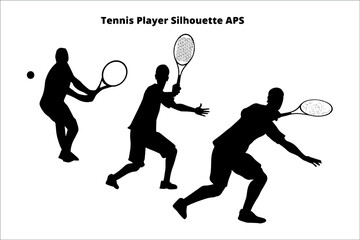 set of tennis player silhouettes ,  line isolated or logo isolated sign symbol vector, outline and stroke style Collection of high-quality black style vector illustration,