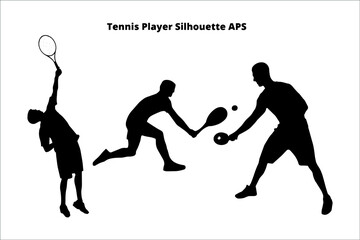 set of tennis player silhouettes ,  line isolated or logo isolated sign symbol vector, outline and stroke style Collection of high-quality black style vector illustration,