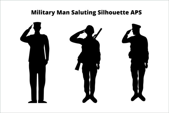 set of military man saluting silhouettes ,  line isolated or logo isolated sign symbol vector, outline and stroke style Collection of high-quality black style vector illustration,