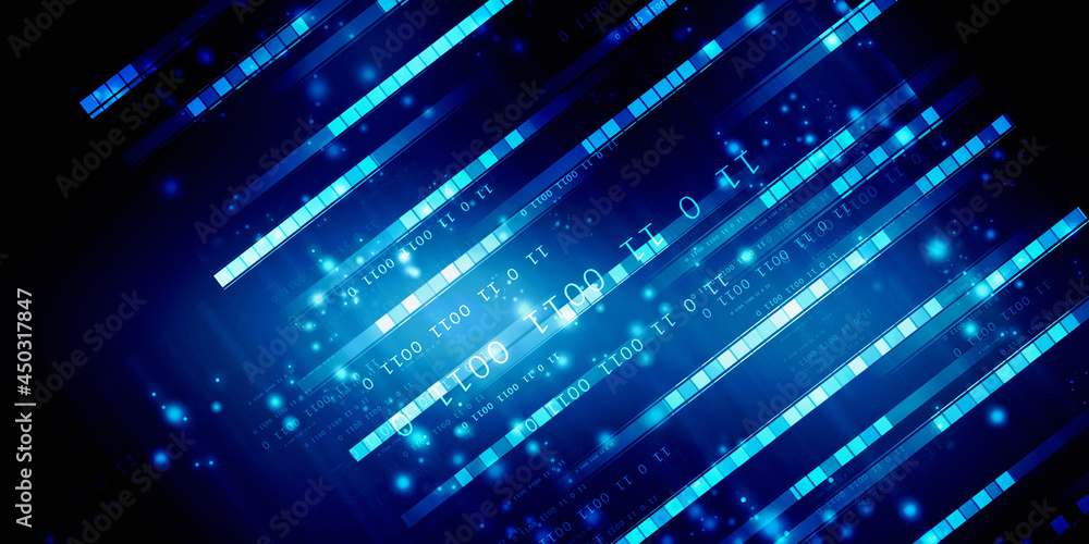 Poster 2d illustration abstract digital binary data on computer screen