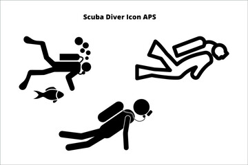 set of scuba driver silhouette ,  line isolated or logo isolated sign symbol vector, outline and stroke style Collection of high-quality color style vector illustration,
