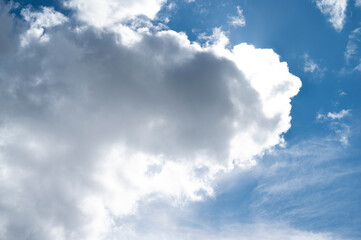 Blue sky with white clouds, summer beautiful sky
