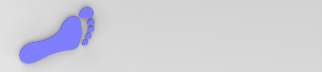 3D image. 3d rendering. blue glass bare footprint. bare footprin. banner for insertion on the site