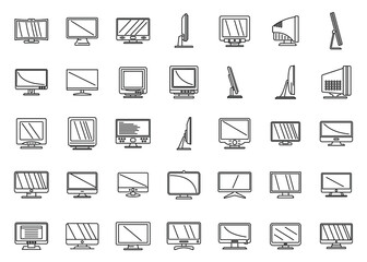 Monitor icons set outline vector. Computer screen
