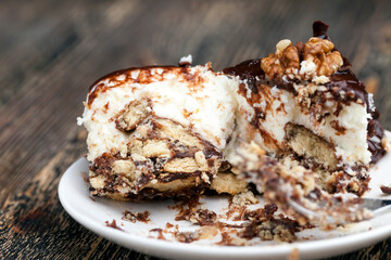 chocolate cream cake with sponge cake