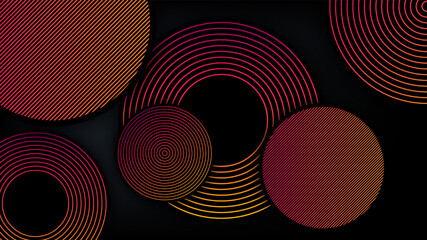 Luxury circle dimension layers with gradient orange and pink line decoration background. Modern futuristic background . Design for presentation, banner, cover, web, flyer, card, poster, and wallpaper.