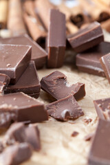 chocolate made from sugar and cocoa, delicious pieces