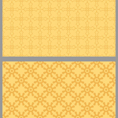 Elegant background patterns with simple decorative elements. Set. Used colors: yellow, orange, wallpaper. Seamless pattern, texture. Vector image