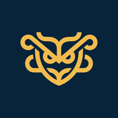 owl shield logo design vector illustration on dark background