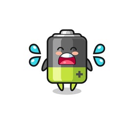 battery cartoon illustration with crying gesture