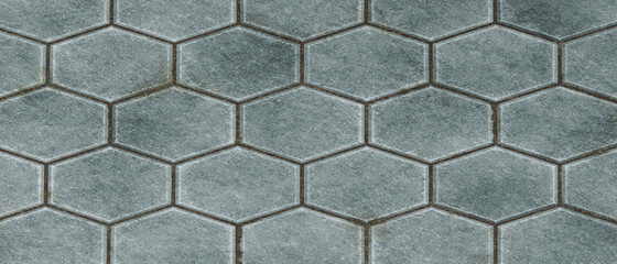 Hexagon paving stones floor. Rock texture background. 3D Rendering illustration.