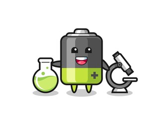 Mascot character of battery as a scientist