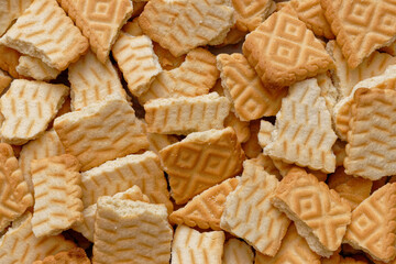 Stack of broken biscuits
