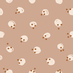 Vector brown ecru polka dots boho seamless pattern