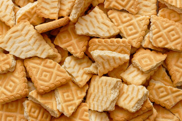 Stack of broken biscuits