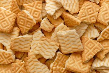 Stack of broken biscuits