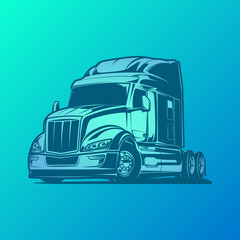 big rig modern truck vector illustration blue 
