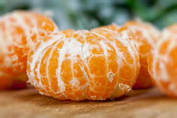 group of ripe tangerines without peel