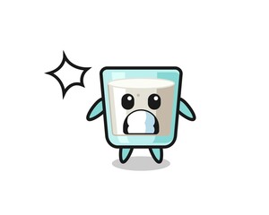 Fototapeta premium milk character cartoon with shocked gesture