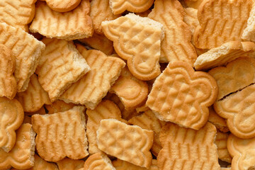 Stack of broken biscuits
