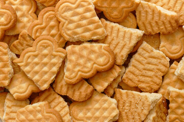 Stack of broken biscuits